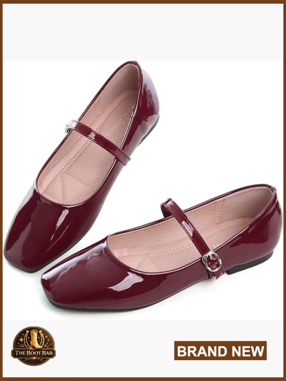Square Toe Mary Jane Flats with Strap Dressy Ballet Shoes Comfortable Walking
